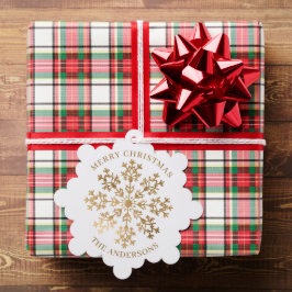 金ゴールドエレガントスノーフレーク・クリスマス オーナメントカード