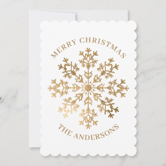 金ゴールドエレガントスノーフレーク・クリスマス シーズンカード (正面)
