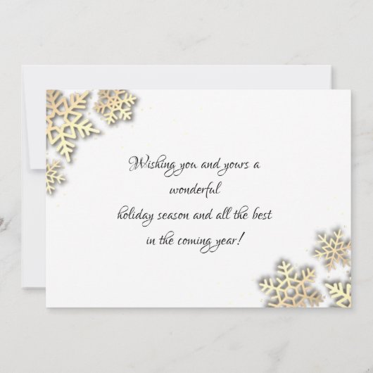 金ゴールドエレガントスノーフレークHappy Holidays写真 (裏面)