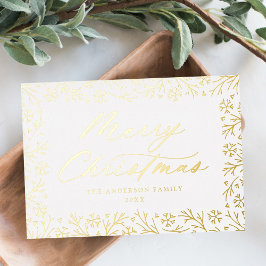 金ゴールドエレガントスノーフレークMerry Christmas Non-Photo 箔シーズンカード