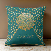 金ゴールドエレガントスプラッシュの緑のマンダラ クッション