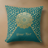 金ゴールドエレガントスプラッシュの緑のマンダラ クッション