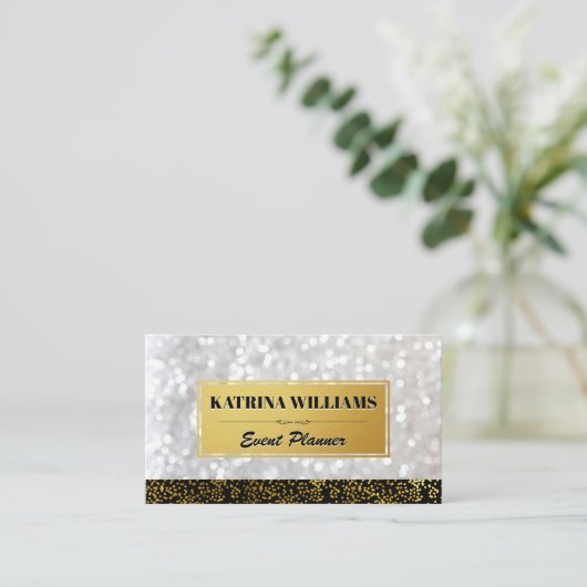 金ゴールドエレガントスペックと《写真》ぼけ味グラマー 名刺 (スタンド正面)