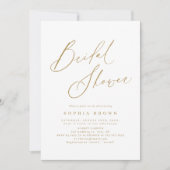 金ゴールドエレガントスモダンクリッミニマルプブライダルシャワー 招待状 (正面)