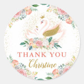 金ゴールドエレガントスワンピンクプリンセスフローラありがとう ラウンドシール (正面)