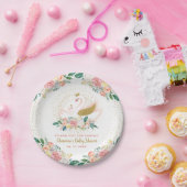 金ゴールドエレガントスワンプリンセスピンクフローラベビーシャワー ペーパープレート (パーティー)