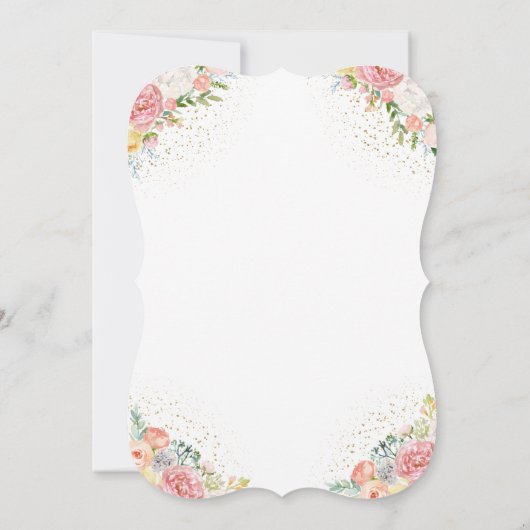 金ゴールドエレガントスワンプリンセスピンクフローラベビーシャワー 招待状 (裏面)