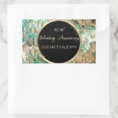 金ゴールドエレガントスワーズアニバーサリーグリーンマーブル 長方形シール (バッグ)