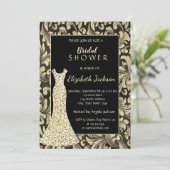 金ゴールドエレガントスワーズ、グリッタードレスブライダルシャワー 招待状 (スタンド正面)