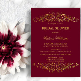 金ゴールドエレガントスワールのブルゴーニュ 招待状