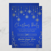 金ゴールドエレガントス企業のクリスマパーティー 招待状 (正面/裏面)