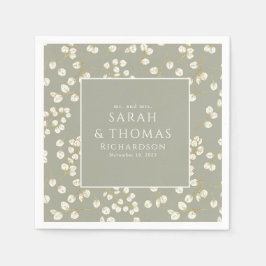 金ゴールドエレガントセージ緑のユーカリ離れス スタンダードカクテルナプキン