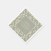 金ゴールドエレガントセージ緑のユーカリ離れス スタンダードカクテルナプキン (角)