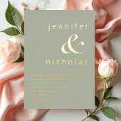 金ゴールドエレガントセージ緑アンパサンド結婚ズ 箔招待状