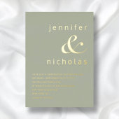 金ゴールドエレガントセージ緑アンパサンド結婚ズ 箔招待状