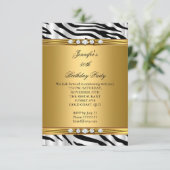 金ゴールドエレガントゼブラブラックシルバーダイヤモンド誕生日2 招待状 (スタンド正面)