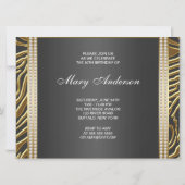 金ゴールドエレガントゼブラ女性50th誕生日パーティー 招待状 (裏面)