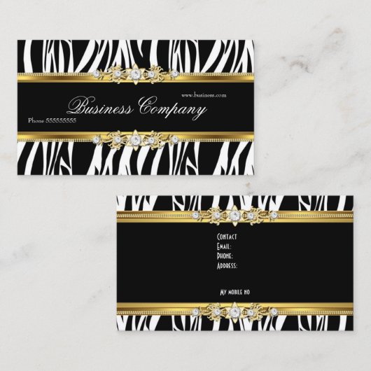 金ゴールドエレガントゼブラ白黒シルバー華美 名刺 (正面/裏面)