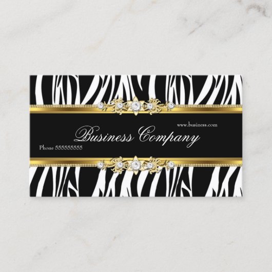 金ゴールドエレガントゼブラ白黒シルバー華美 名刺 (正面)