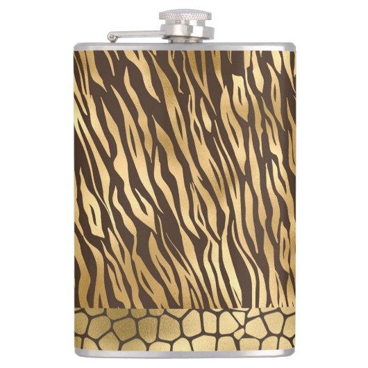 金ゴールドエレガントタイガーキレーフシックかわいらし動物 フラスク (正面)