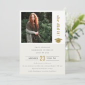 金ゴールドエレガントタイポグラフィの目盛りキャップ写真 招待状 (スタンド正面)