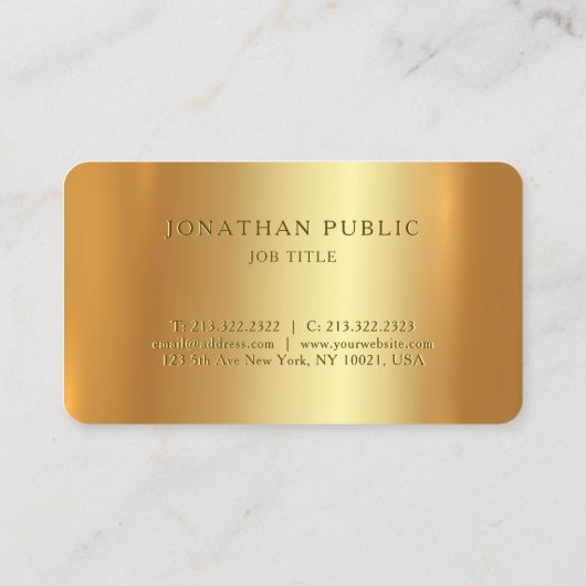 金ゴールドエレガントタイポグラフィスクリプトアーキテクト豪華 名刺 (裏面)