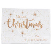 金ゴールドエレガントタイポグラフィスターズメリークリスマス ラージペーパーバッグ (裏面)