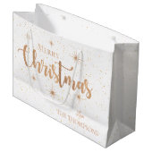 金ゴールドエレガントタイポグラフィスターズメリークリスマス ラージペーパーバッグ (正面アングル)