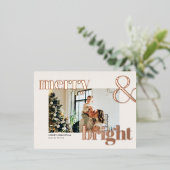 金ゴールドエレガントタイポグラフィ写真メリークリスマスカード 箔招待状ポストカード (立ち正面)