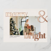 金ゴールドエレガントタイポグラフィ写真メリークリスマスカード 箔招待状ポストカード (正面)