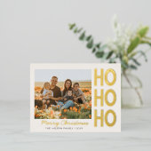 金ゴールドエレガントタイポグラフィ写真メリークリスマスカード 箔招待状ポストカード (立ち正面)