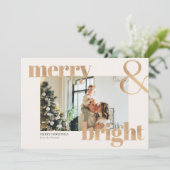 金ゴールドエレガントタイポグラフィ写真メリークリスマス カード (スタンド正面)