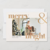 金ゴールドエレガントタイポグラフィ写真メリークリスマス カード (正面)