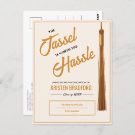 金ゴールドエレガントタッセルベージュ卒業発表 ポストカード