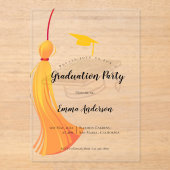 金ゴールドエレガントタッセル2025年卒業パーティーのクラス アクリル招待状 (正面)