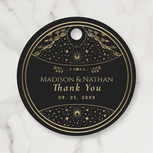 金ゴールドエレガントタロットカード結婚式の引き出物ラベル フェイバータグ (裏面)