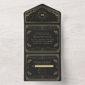 金ゴールドエレガントタロットカード誕生日 オールインワン招待状 (内側)