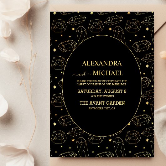 金ゴールドエレガントタロットカー結婚ド 招待状