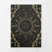 金ゴールドエレガントタロット写真卒業パーティー 三つ折り招待状 (カバー)