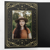 金ゴールドエレガントタロット写真卒業パーティー 三つ折り招待状 (内部最初)