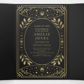 金ゴールドエレガントタロット写真卒業パーティー 三つ折り招待状 (内部中)