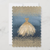 金ゴールドエレガントダイアモンズドレスブルーブライダルシャワー 招待状 (裏面)