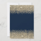 金ゴールドエレガントダイアモンズネイビーブルーブライダルシャワー 招待状 (裏面)