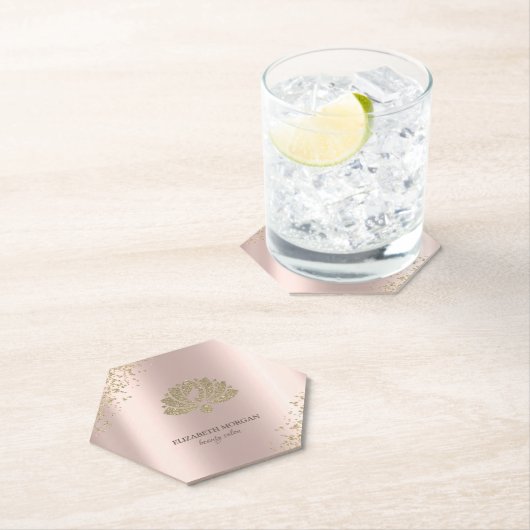 金ゴールドエレガントダイアモンズロータスバラ金ゴールド美しいサロン ペーパーコースター (インサイチュ)