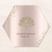 金ゴールドエレガントダイアモンズロータスバラ金ゴールド美しいサロン ペーパーコースター (正面)