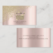 金ゴールドエレガントダイヤモンドほうきメイド掃除ハウス 名刺 (正面/裏面)