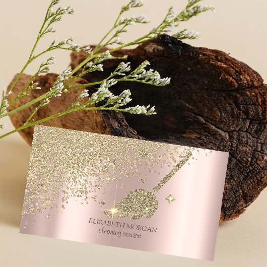 金ゴールドエレガントダイヤモンドほうきメイド掃除ハウス 名刺