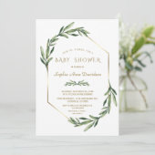 金ゴールドエレガントダイヤモンドオリーブベビーシャワー 招待状 (スタンド正面)