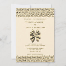 金ゴールドエレガントダイヤモンドシャ結婚ンパーニュ 招待状