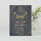 金ゴールドエレガントダイヤモンドブラックブライダルシャワー 招待状 (スタンド正面)